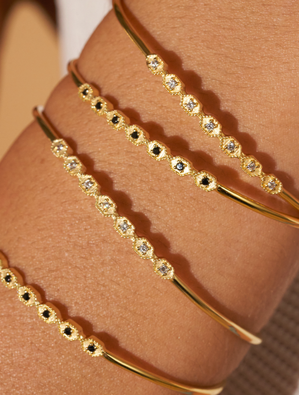 Tara Bangle - White Zircons - alternate view