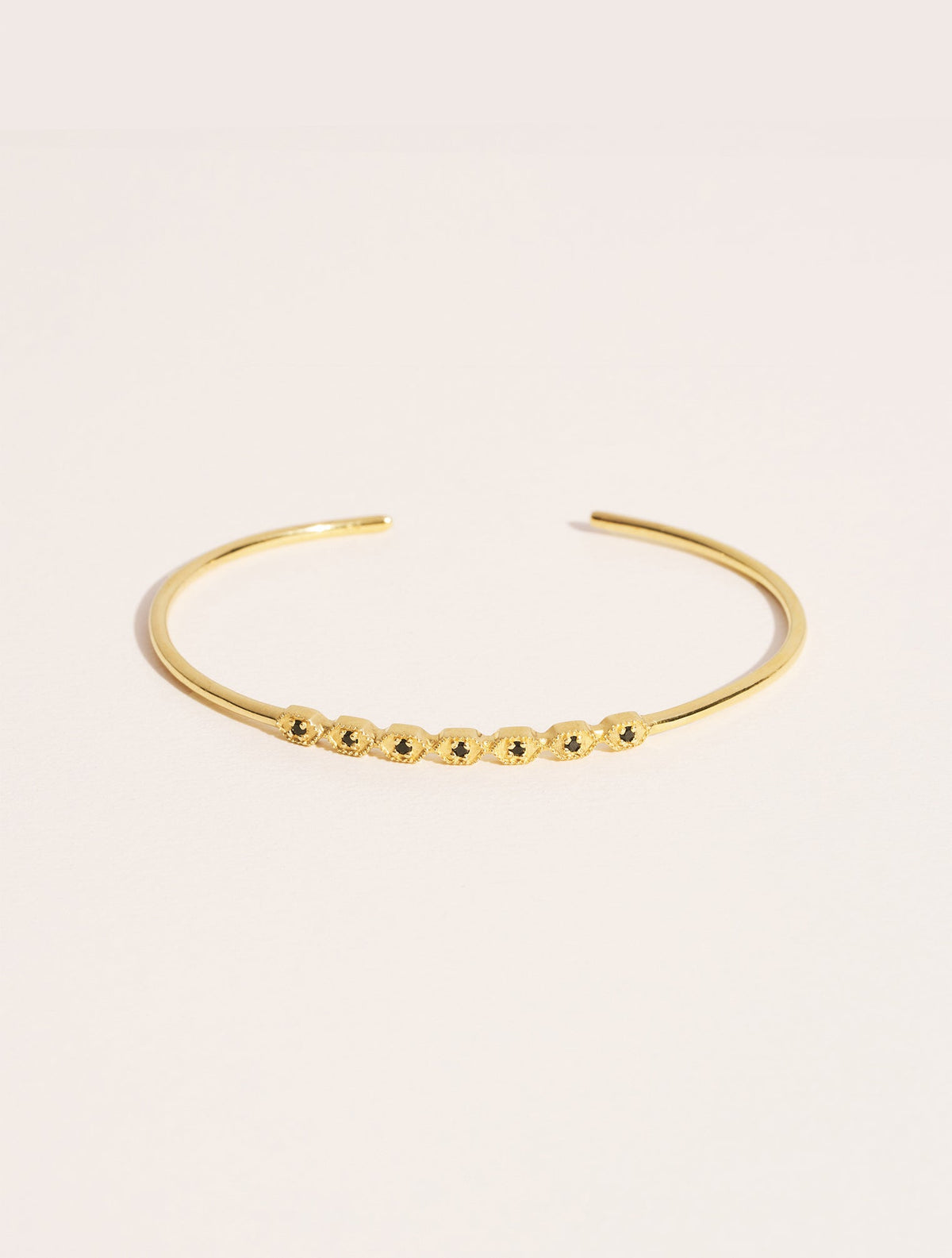 Tara Bangle - Black Zircons - front view