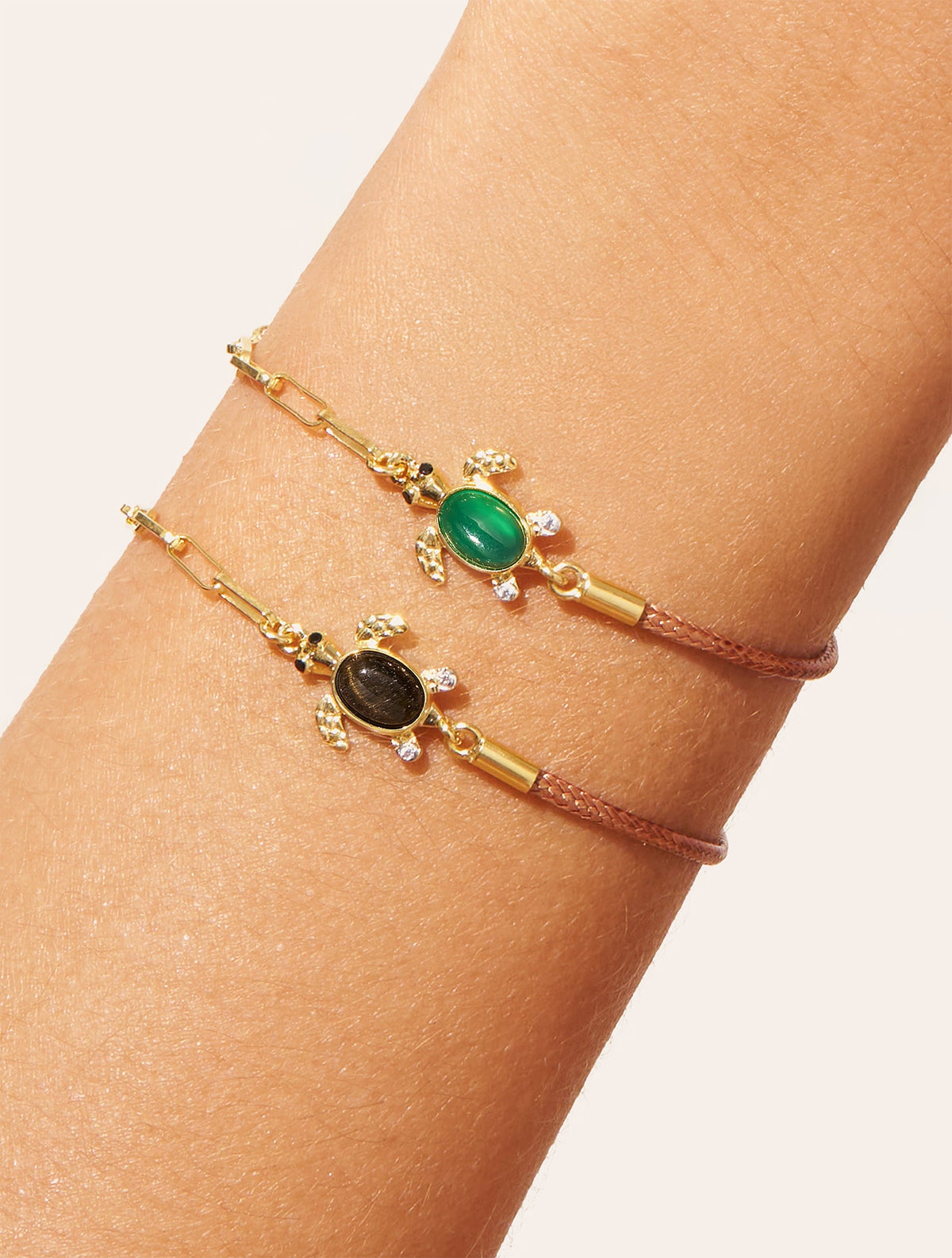 Tortue Bracelet - Onyx Green/beige - Sun sauvage II - alternate view