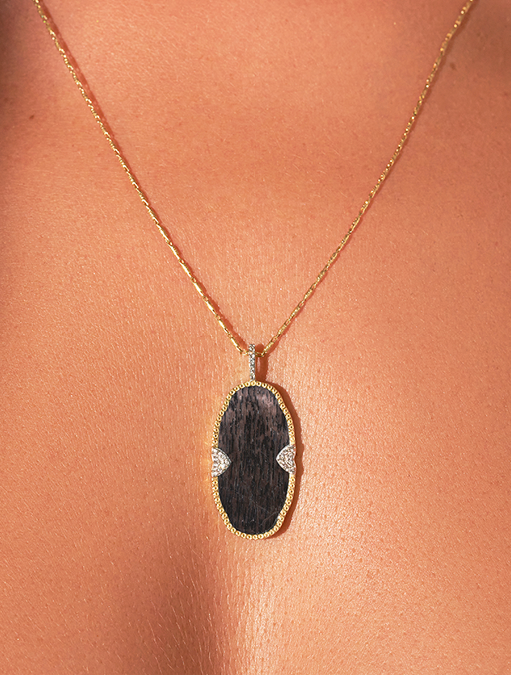 Belize Long Necklace - Textured Onyx - alternate view