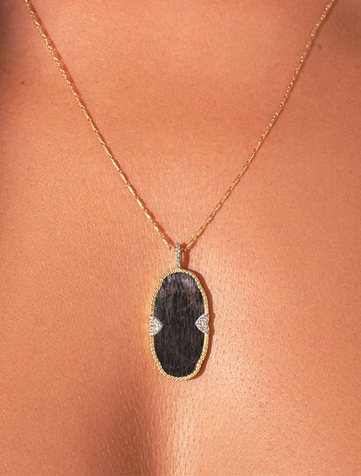 Belize Long Necklace - Textured Onyx - alternate view