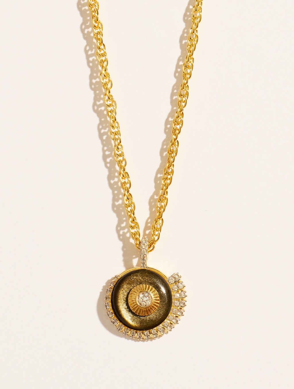 Coquillage Long Necklace - Golden Obsidienne - front view