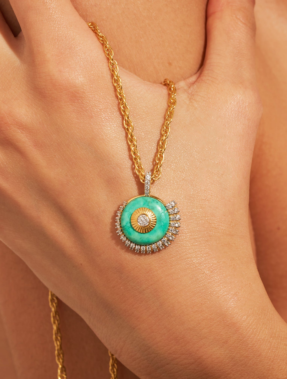Coquillage Long Necklace - Turquoise - detail view