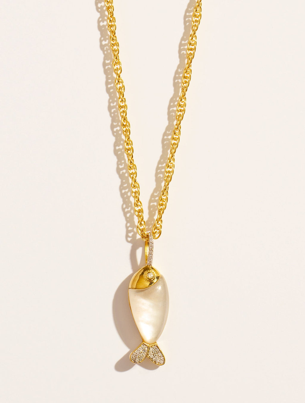 Poisson Long Necklace - Mother-of-pearl - front view