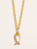 Poisson Long Necklace - Mother-of-pearl - front view