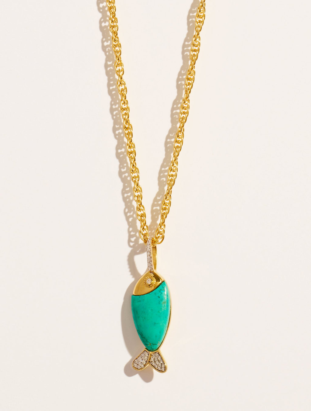 Poisson Long Necklace - Turquoise - front view