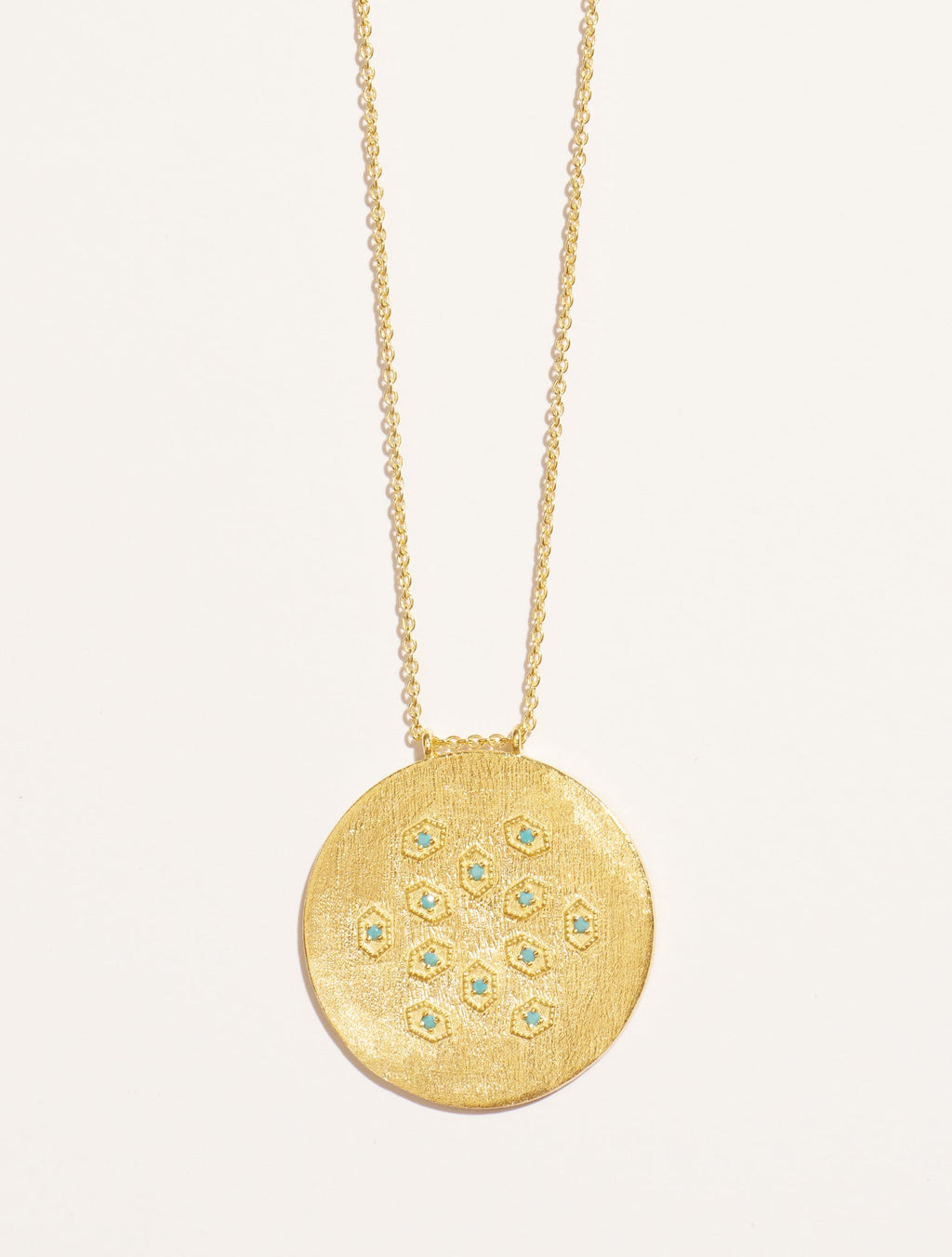 Tara Long Necklace - Turquoise Zircons - front view
