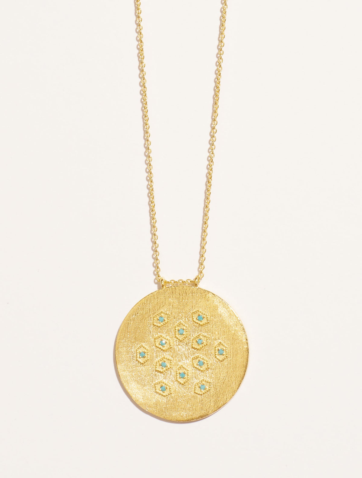 Tara Long Necklace - Turquoise Zircons - front view