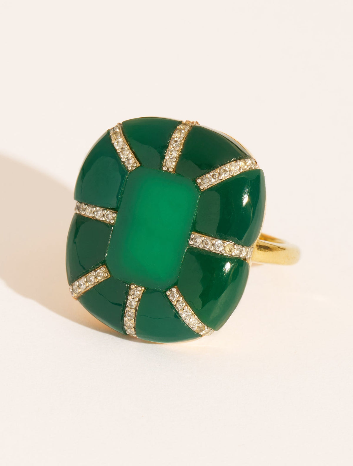 Reem Ring - Green Onyx - front view