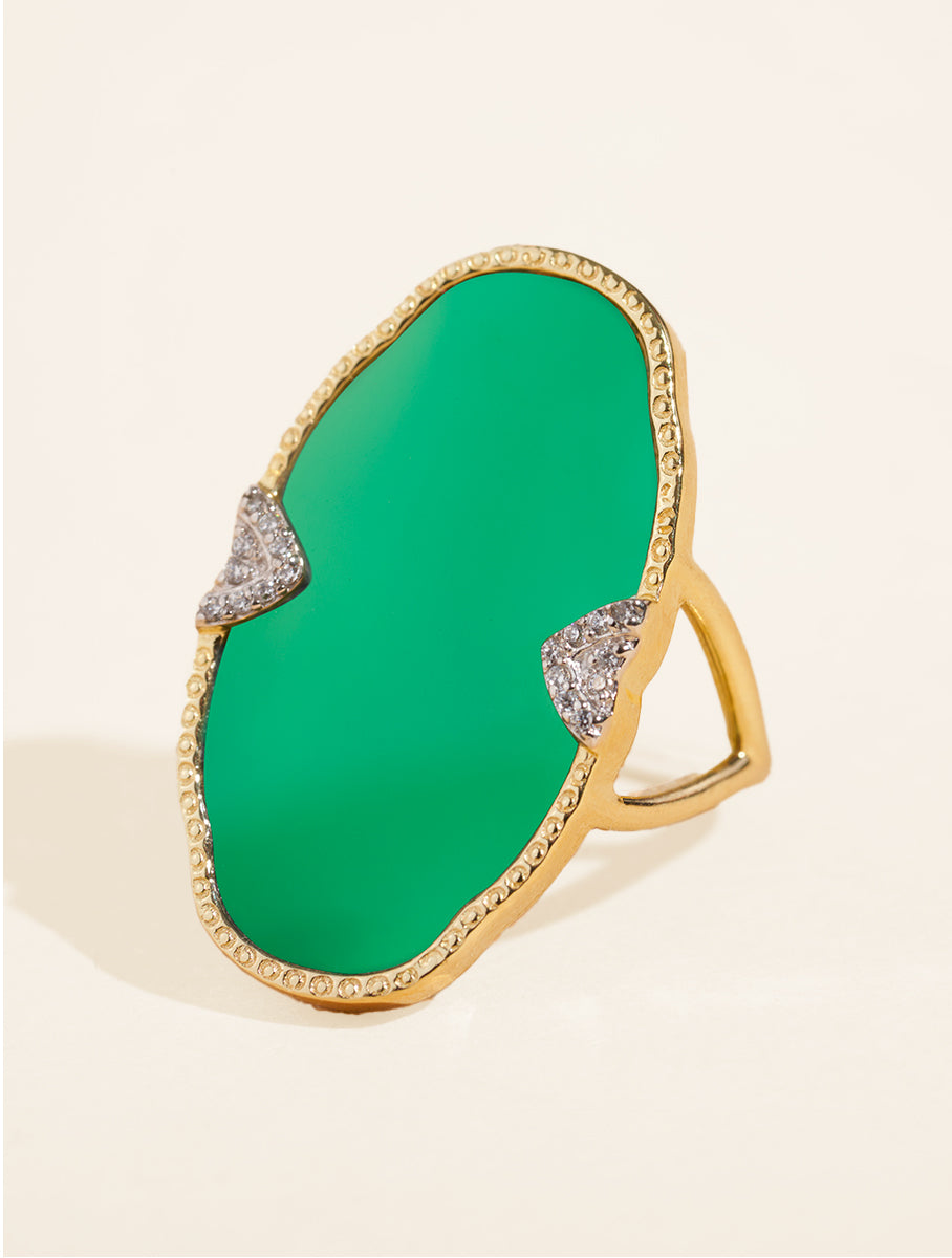 Belize Ring - Green Onyx - front view