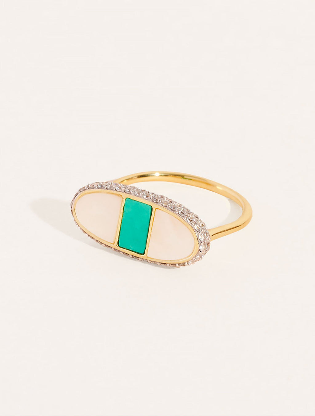 Izy Ring - 1 - Mother-of-pearl / Turquoise - front view