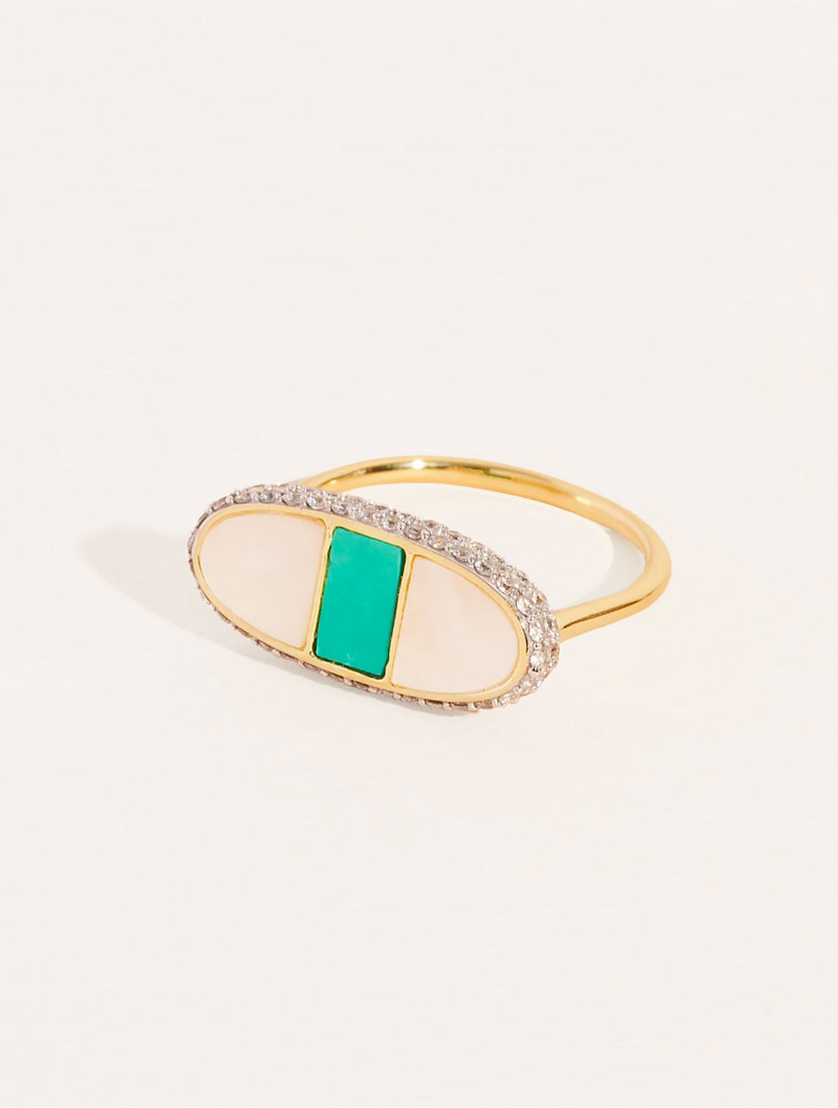 Izy Ring - 1 - Mother-of-pearl / Turquoise - front view