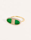 Izy Ring - 1 - Onyx Green / Mother-of-pearl Grey - front view