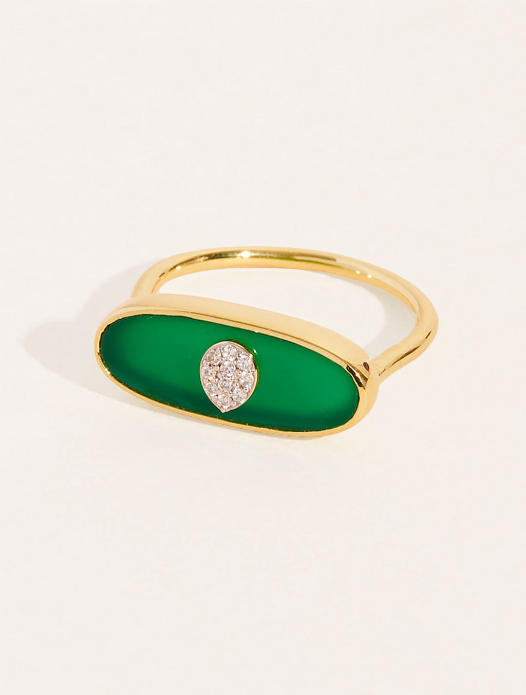 Izy Ring - 2 - Green Onyx - front view