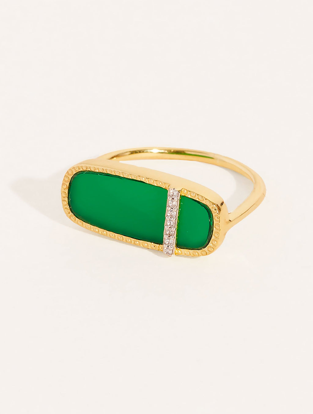 Izy Ring - 3 - Green Onyx - front view