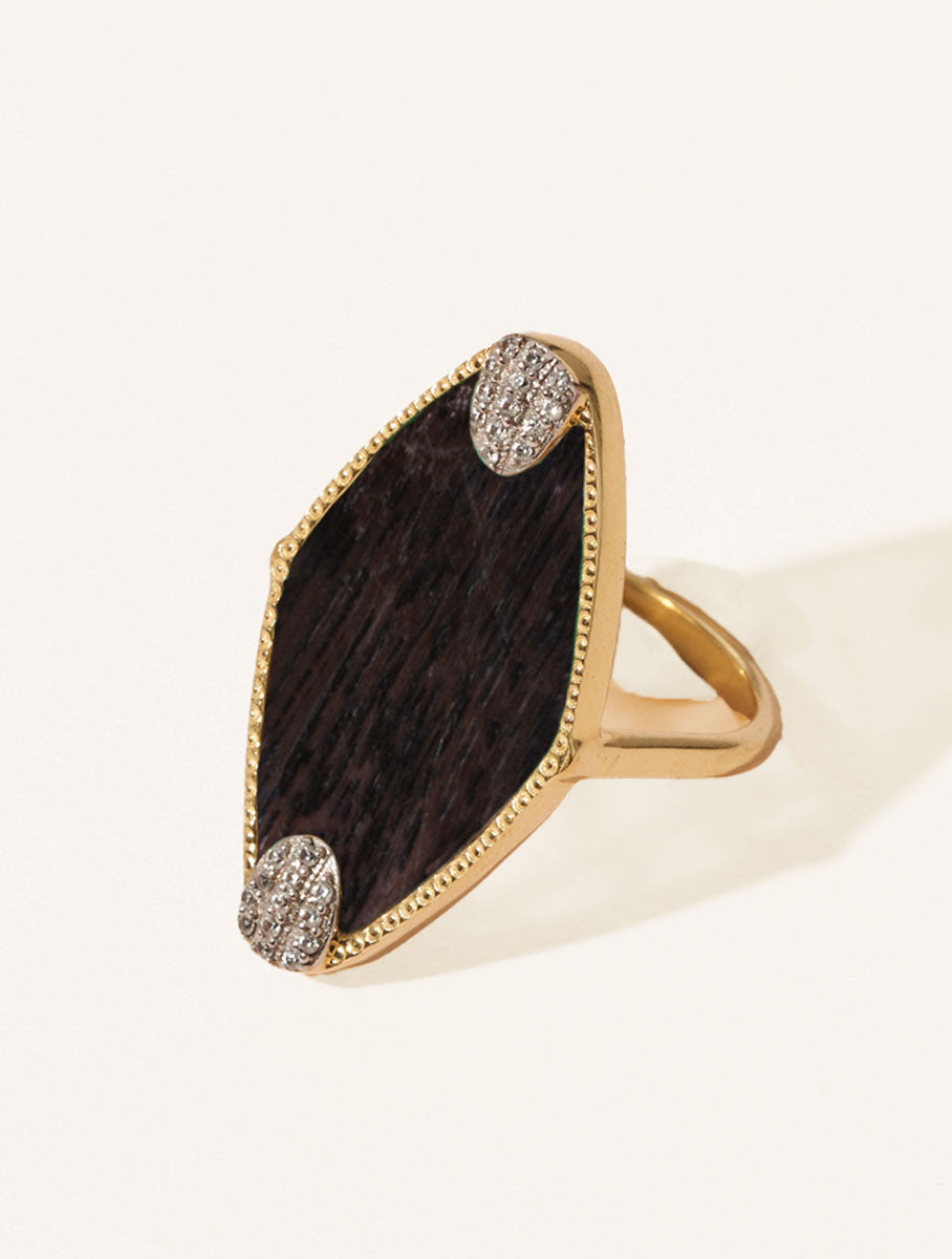 Mayan Ring - Textured Onyx - front view