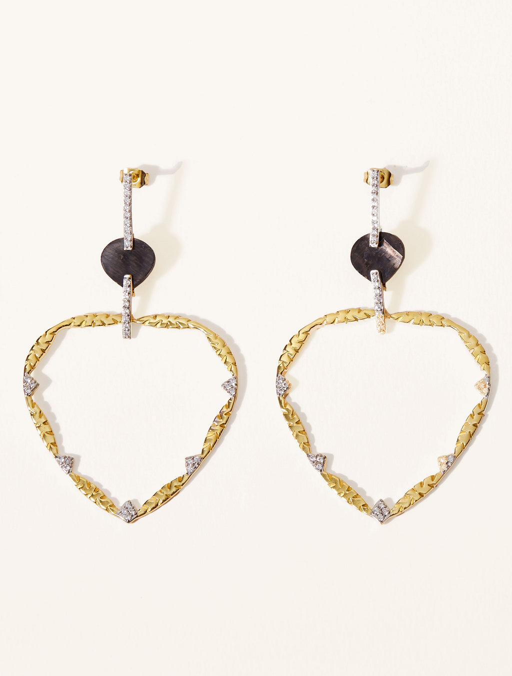 Lima Earrings - Textured Onyx - front view