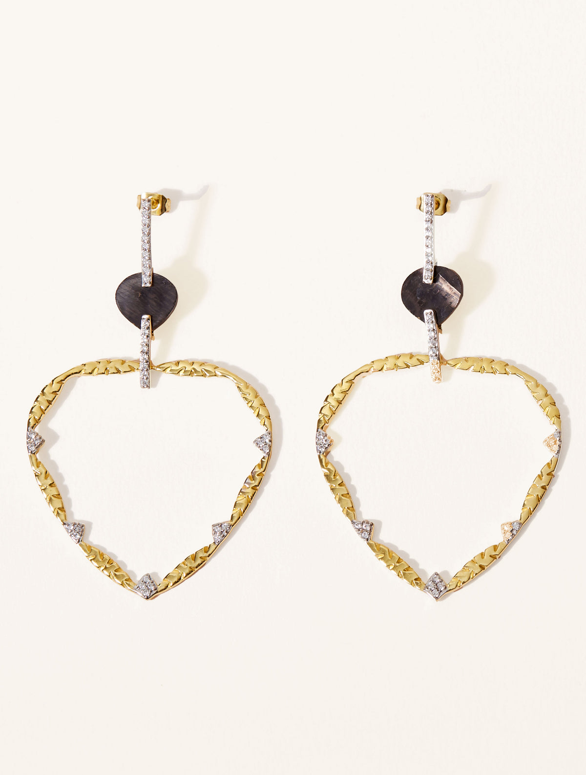 Lima Earrings - Textured Onyx - front view