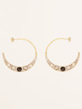 Mirage Earrings - Onyx, Labradorite & Stone of Moon - front view