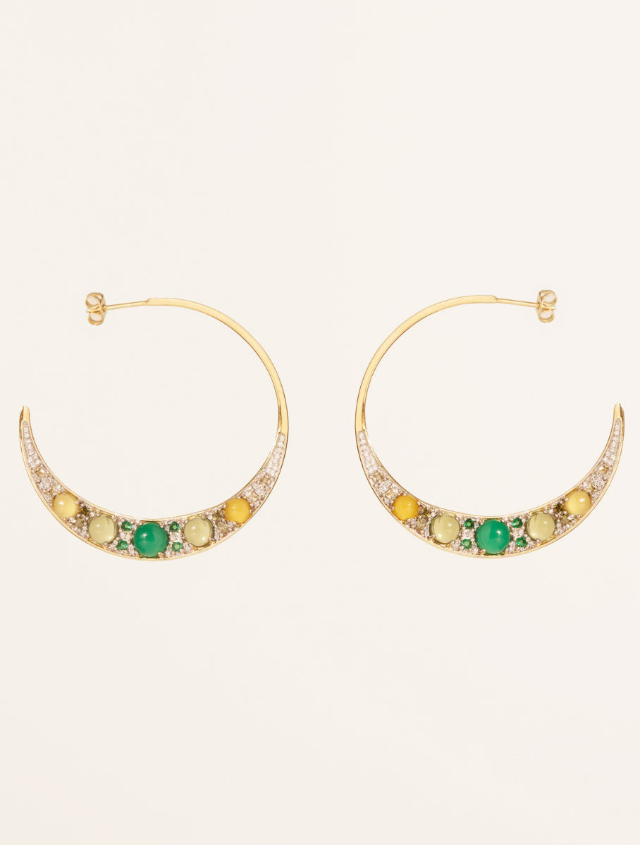Mirage Earrings - Onyx Green, Prehnite & Citrine - front view