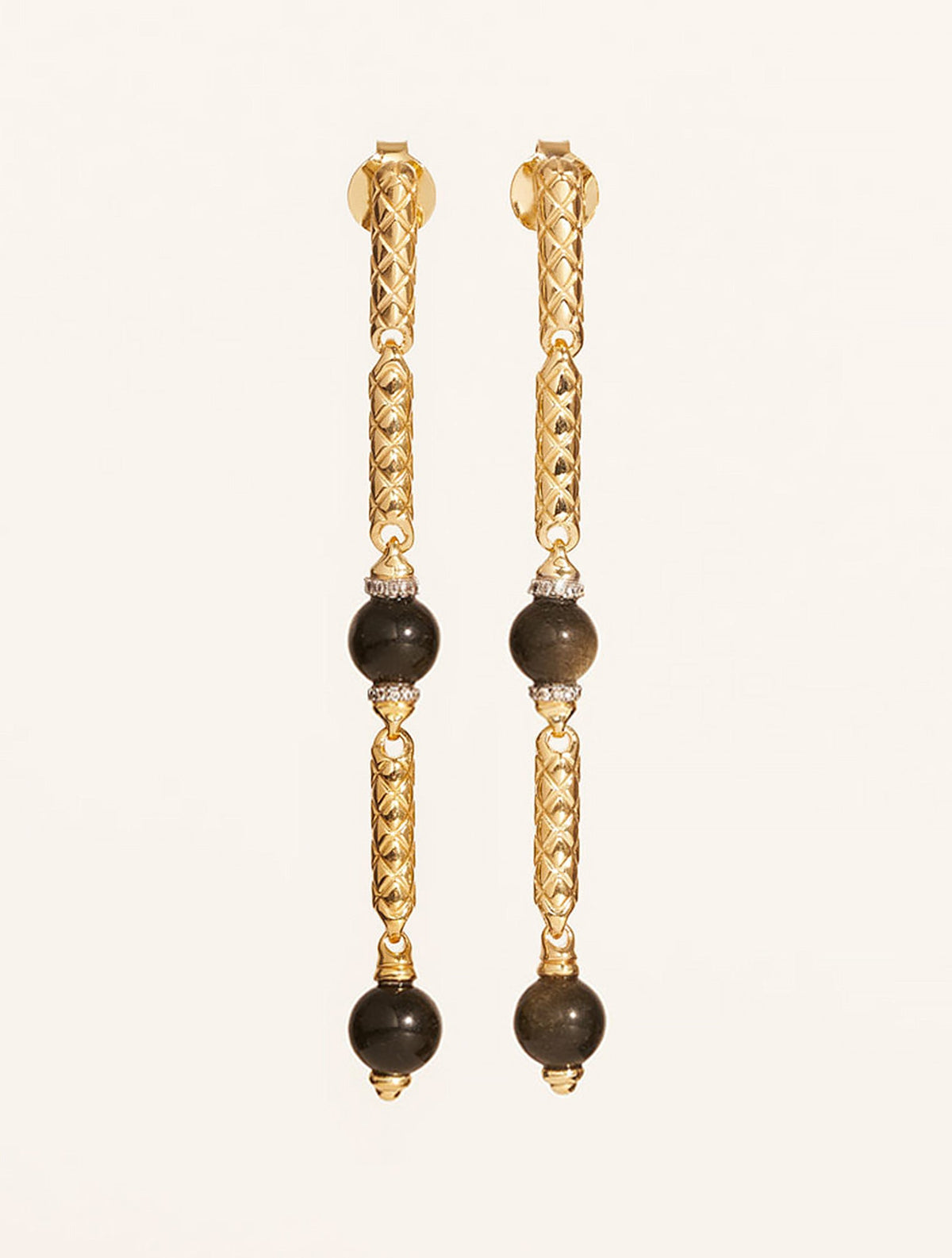 Oro Earrings - Golden Obsidienne - front view