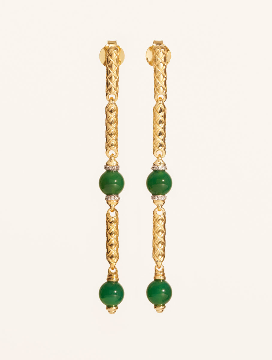 Oro Earrings - Green Onyx - front view
