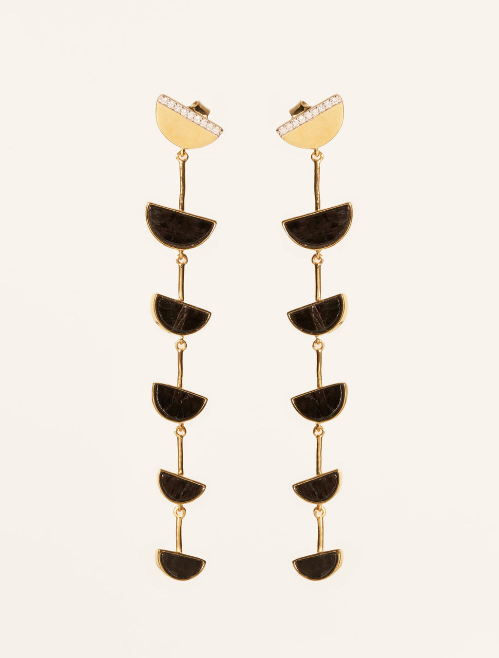 Seema Earrings - Textured Onyx - front view