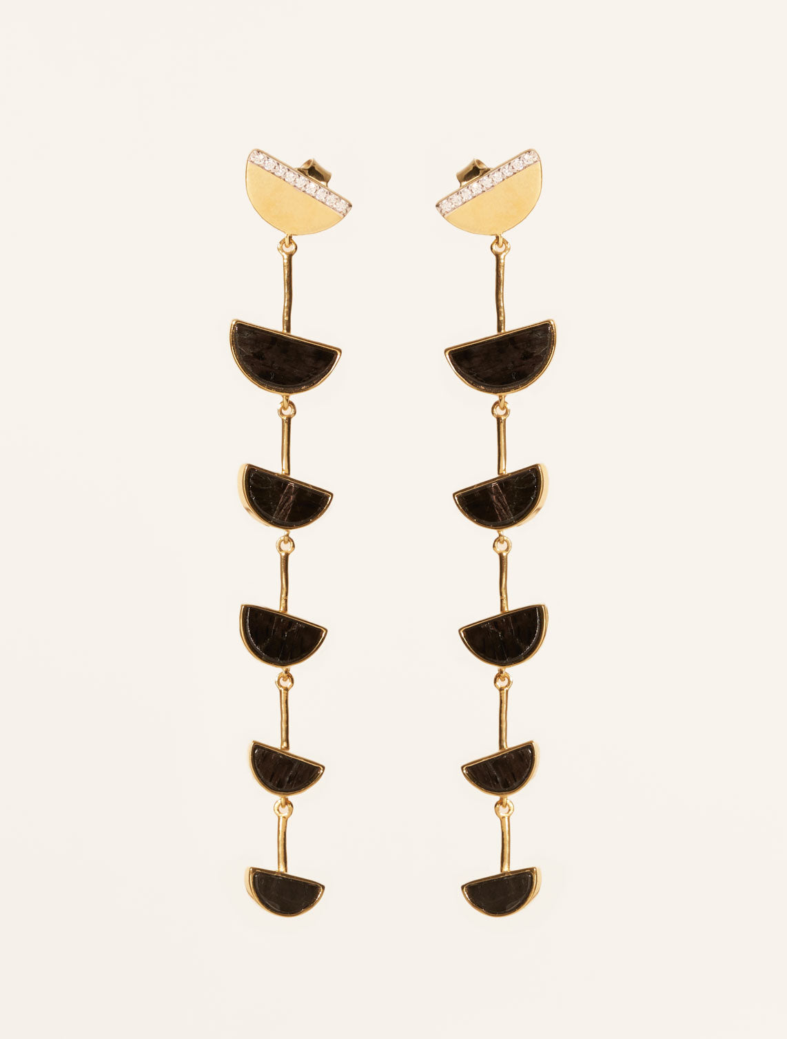 Seema Earrings - Textured Onyx - front view