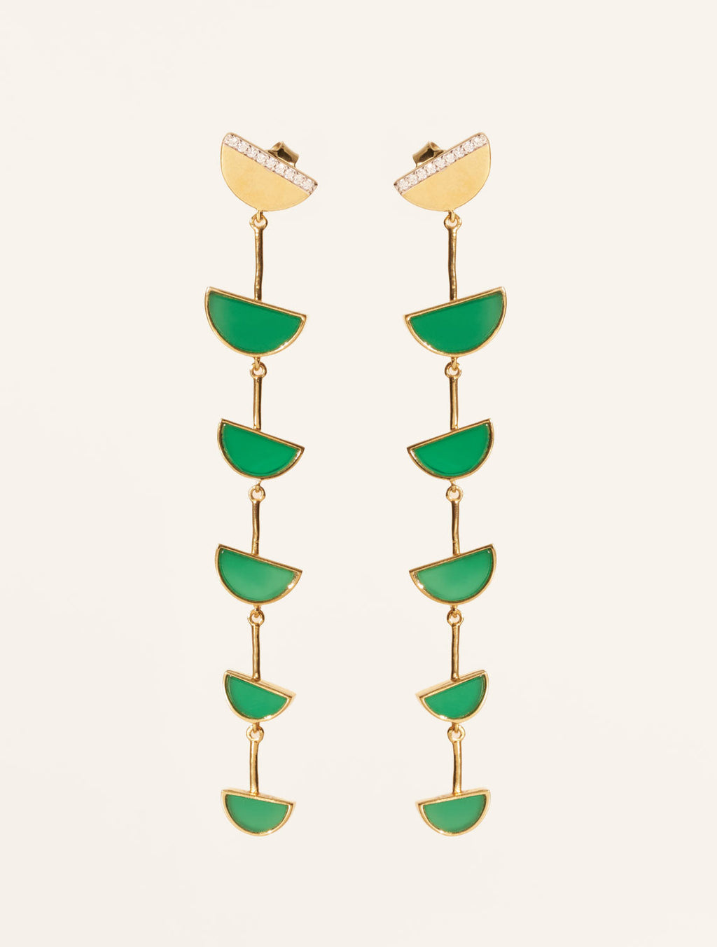 Seema Earrings - Green Onyx - front view