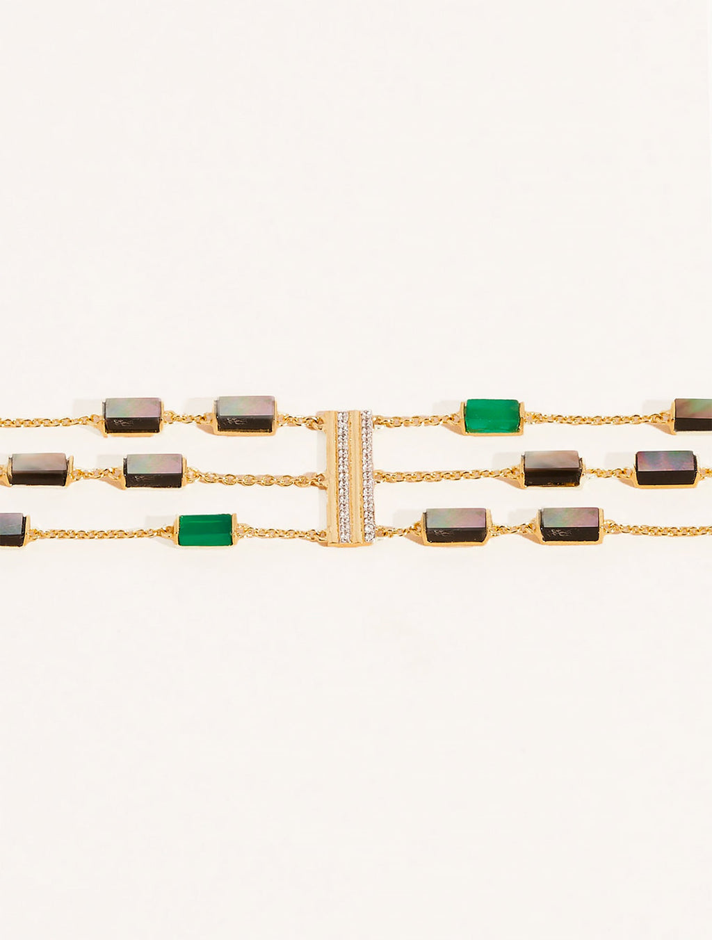 Mara Bracelet - Onyx Green / Mother-of-pearl Grey - front view