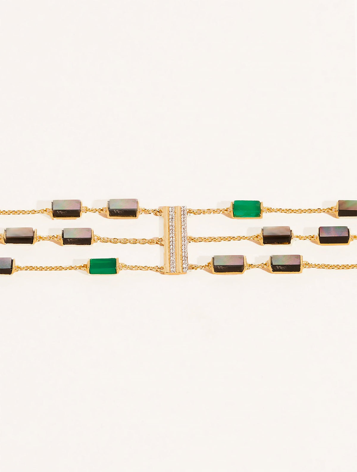 Mara Bracelet - Onyx Green / Mother-of-pearl Grey - front view