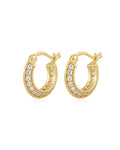 Bevel Pavé Edge Huggies in Gold - Earrings