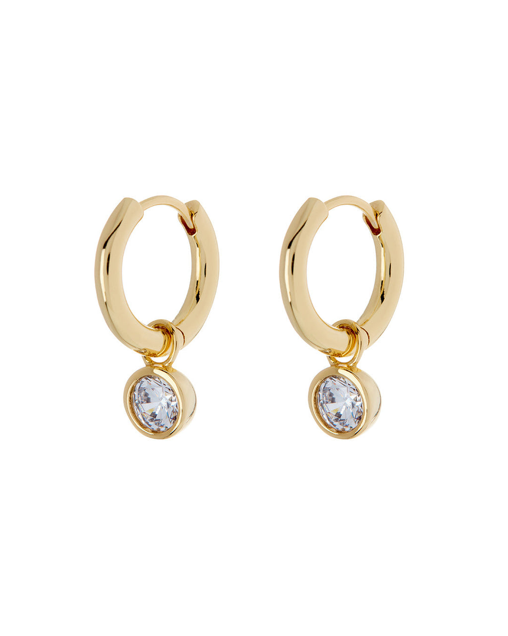 Bezel Charm Huggies - Gold