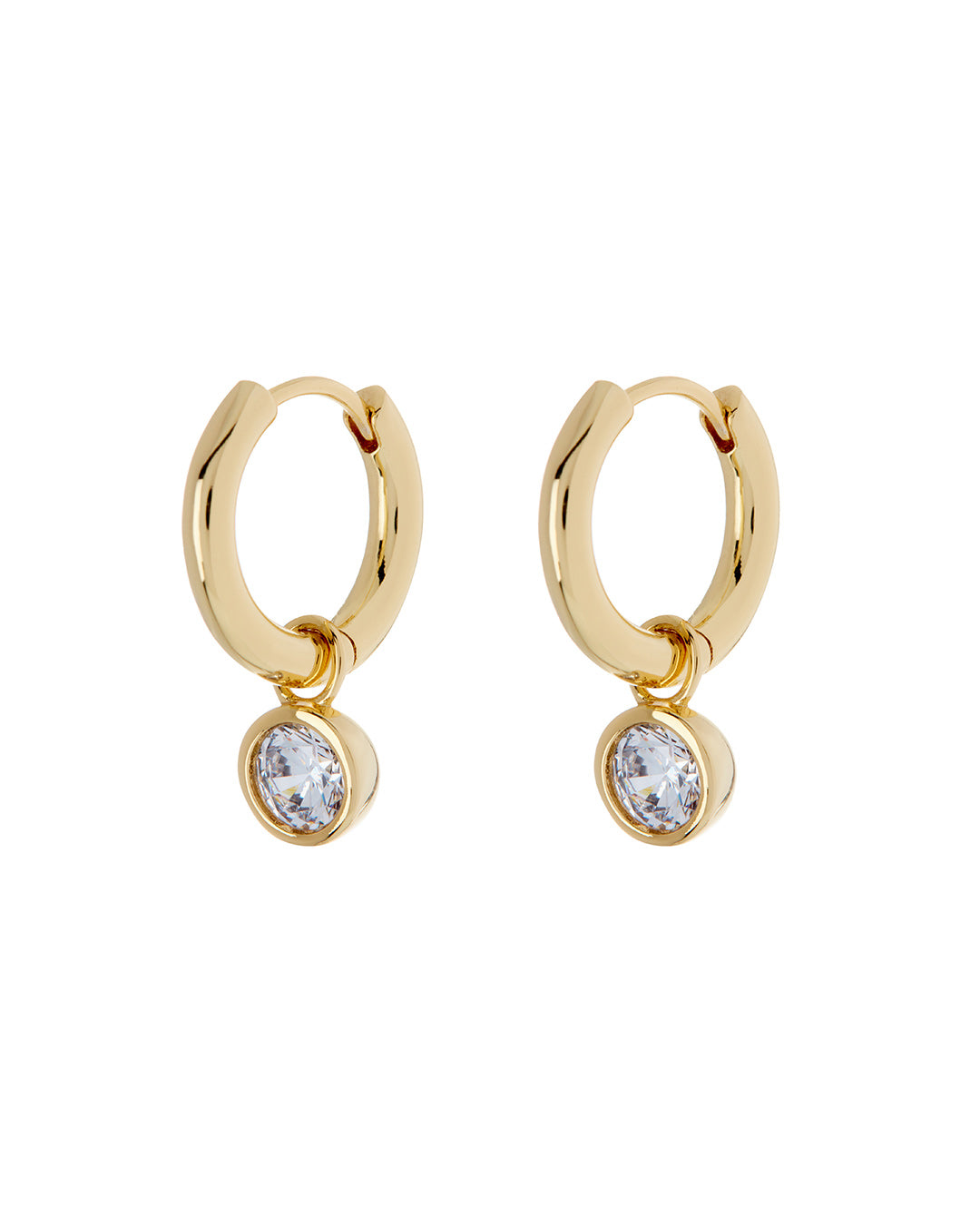 Bezel Charm Huggies - Gold