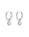 Bezel Charm Huggies - Silver