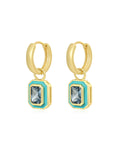 Bezel Huggies- Turquoise- Gold - Earrings