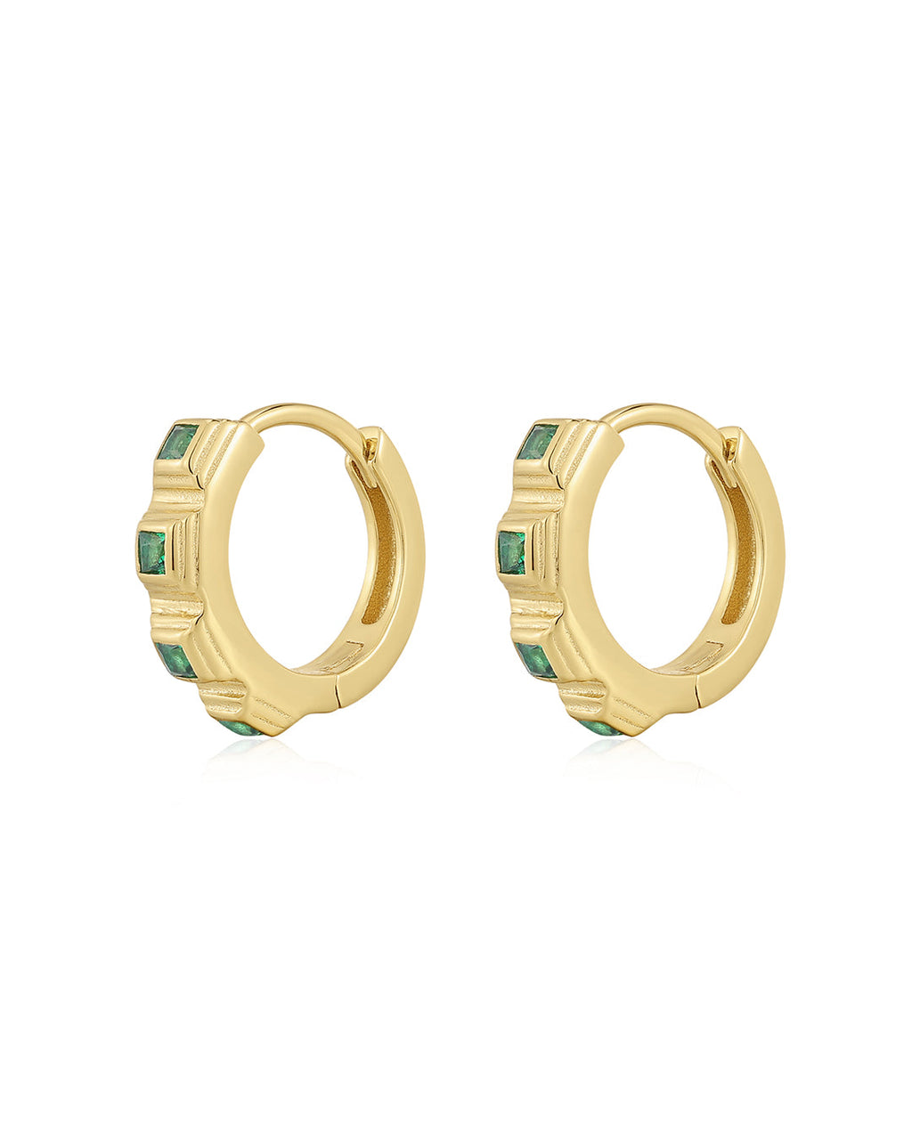 Bezel Pyramid Huggies in Gold - Earrings
