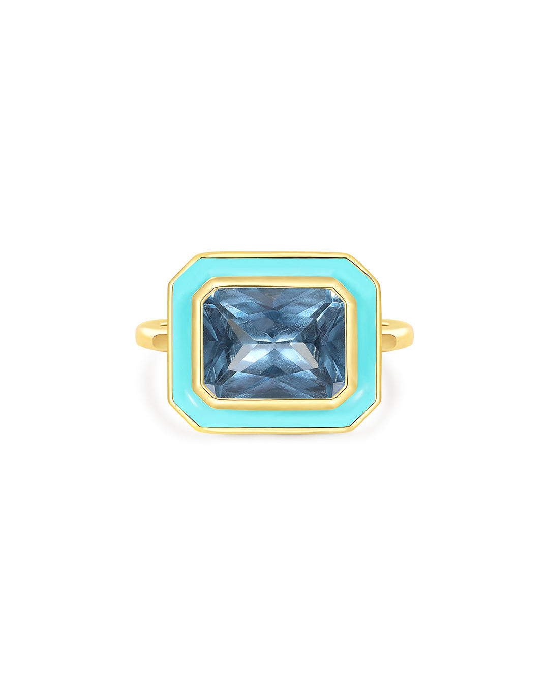 Bezel Statement Ring- Turquoise - Gold