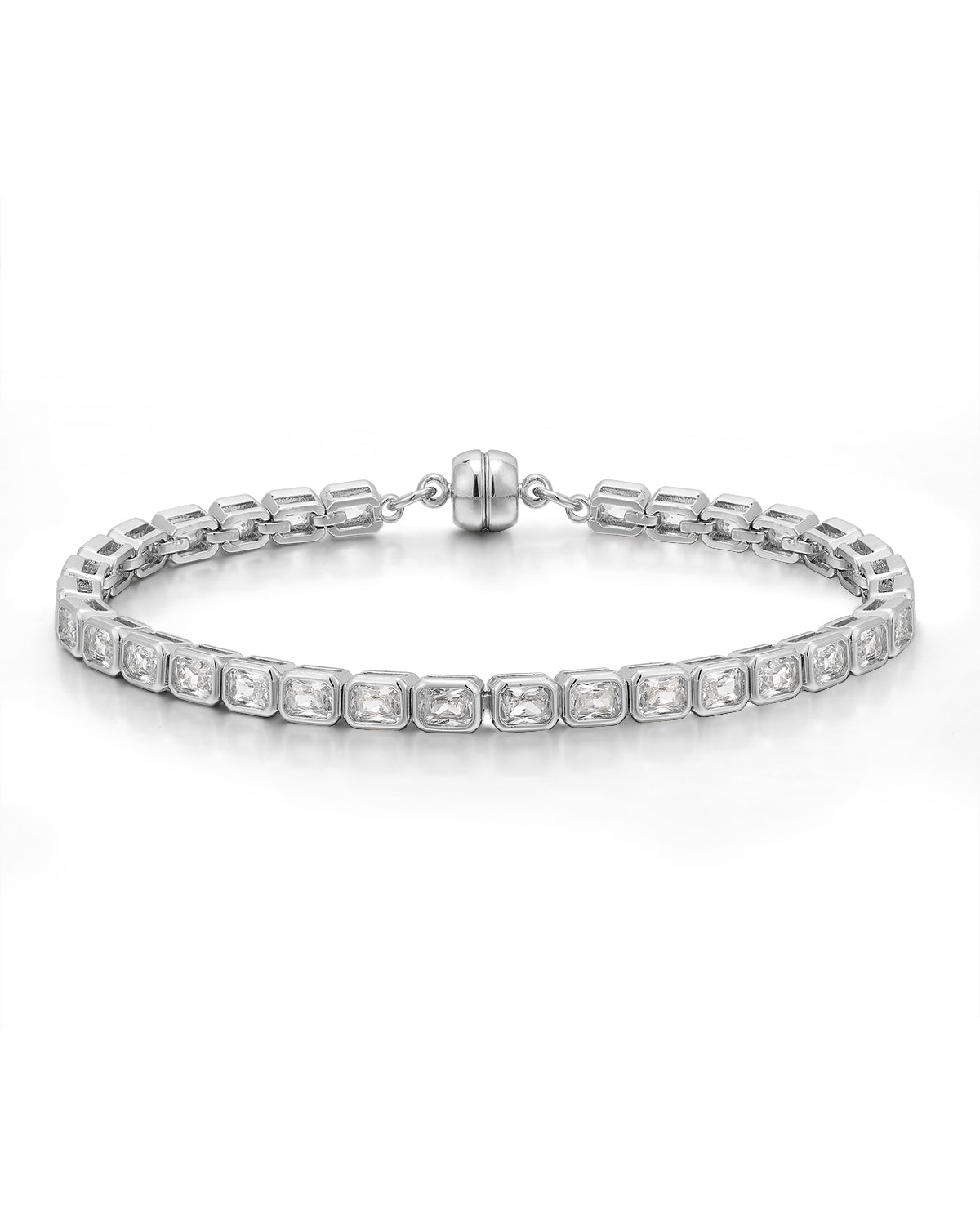 Bezel Emerald Ballier Bracelet- Clear - Silver