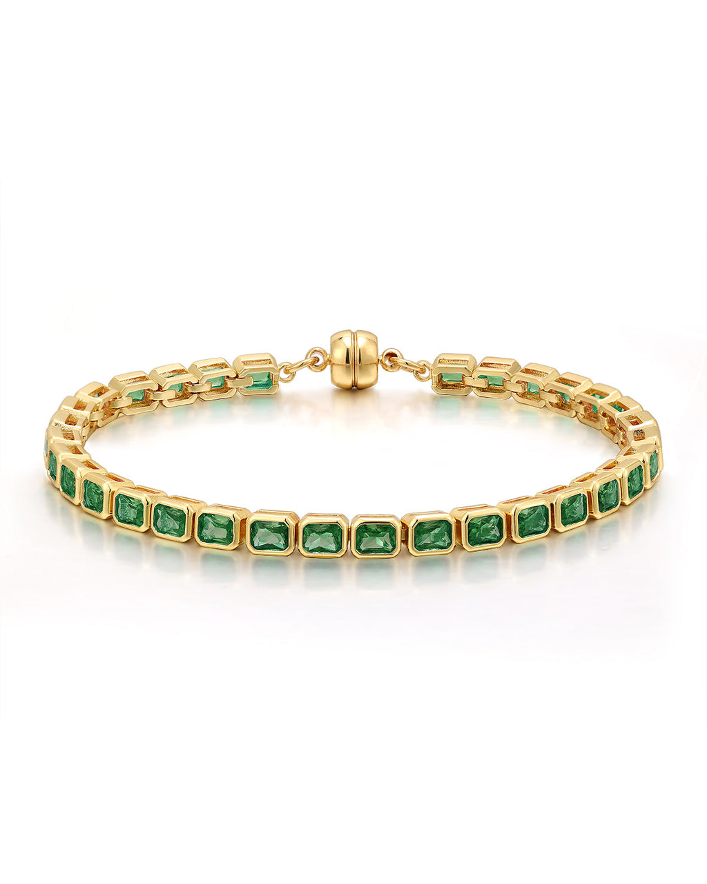 Bezel Emerald Ballier Bracelet - Emerald Green - Gold