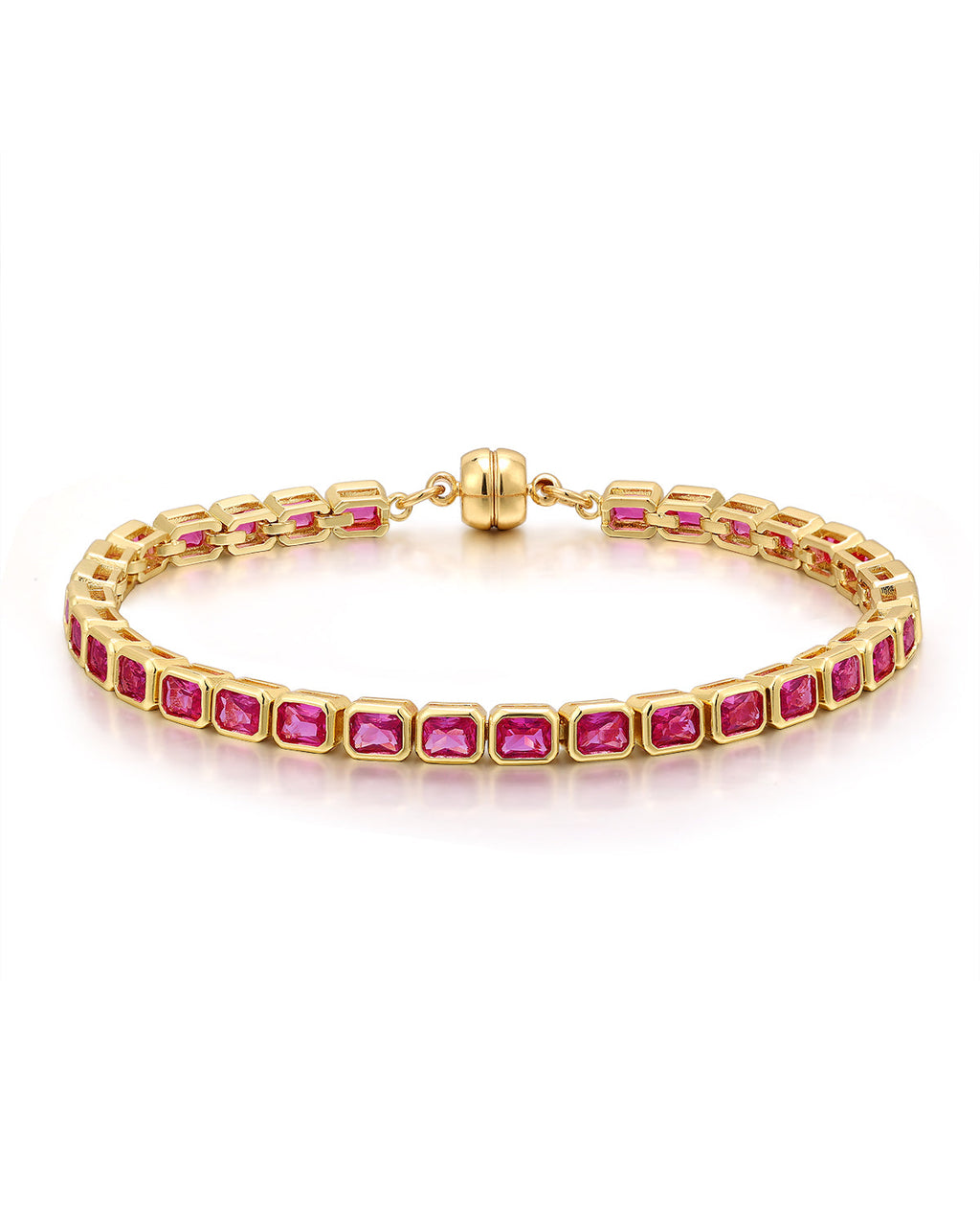 Bezel Emerald Ballier Bracelet - Pink - Gold