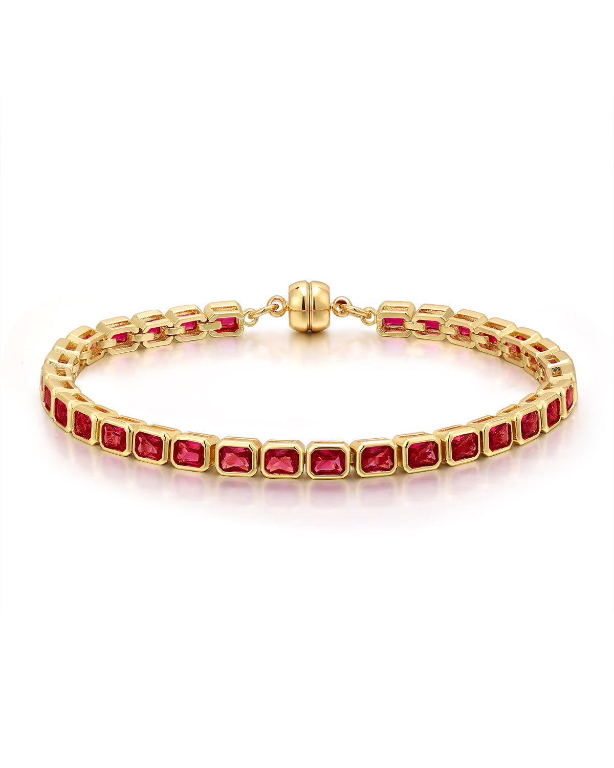 Bezel Emerald Ballier Bracelet - Ruby Red - Gold