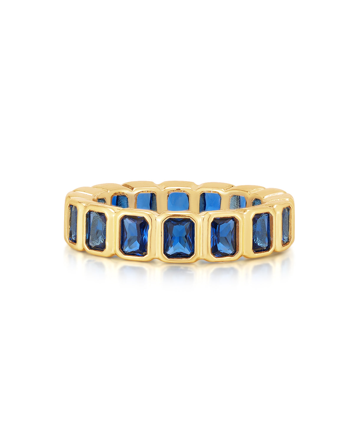 Bezel Emerald Ballier Ring - Blue Sapphire - Gold