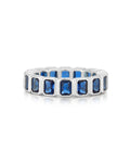 Bezel Emerald Ballier Ring - Blue Sapphire - Silver