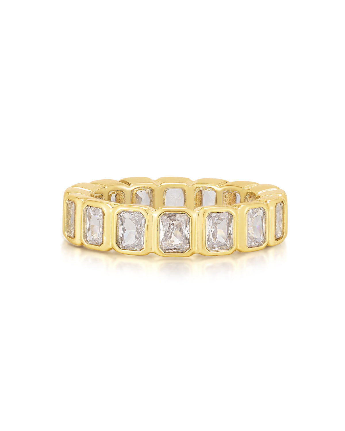 Bezel Emerald Ballier Ring- Clear - Gold