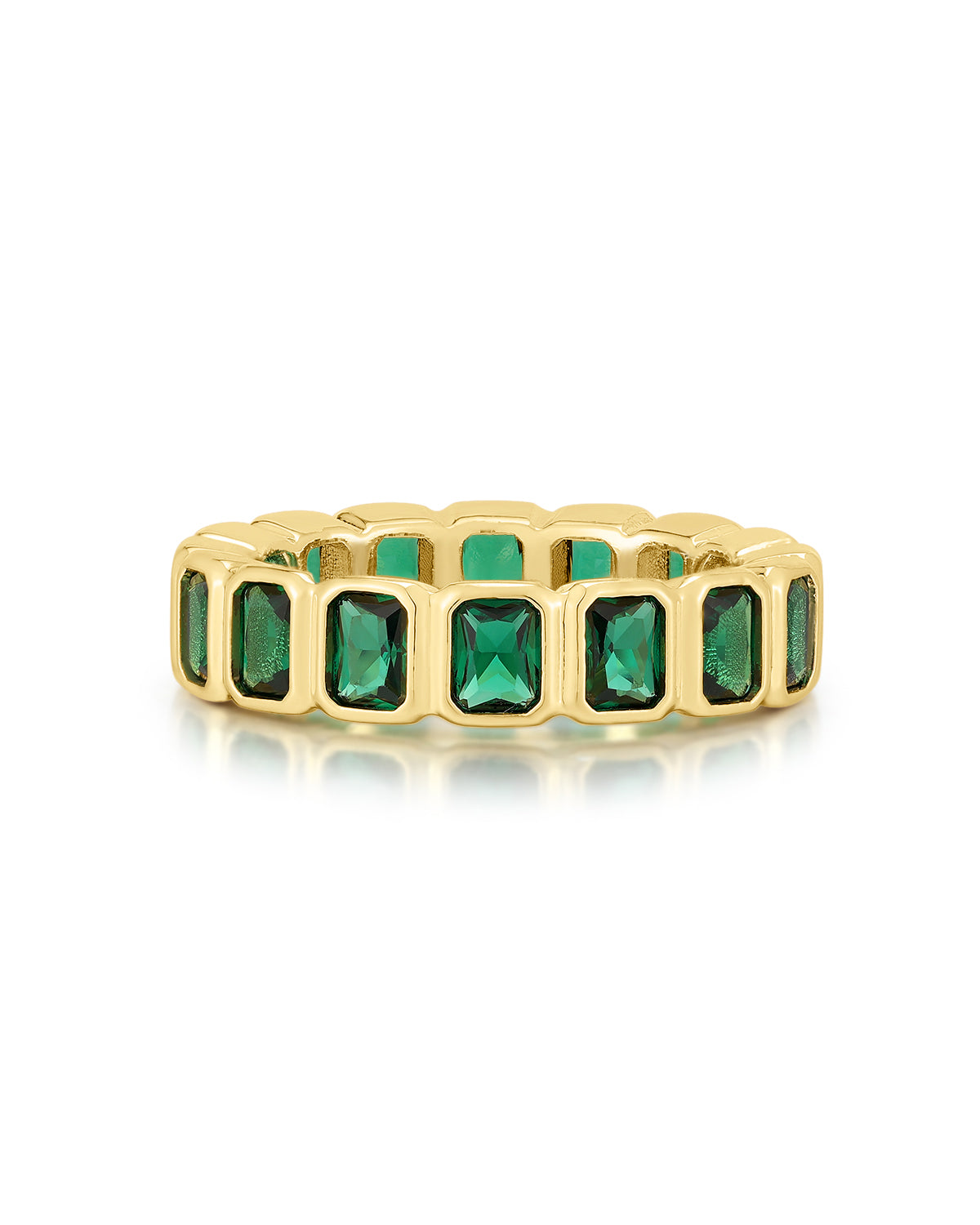 Bezel Emerald Ballier Ring - Emerald Green - Gold