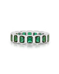 Bezel Emerald Ballier Ring - Emerald Green - Silver