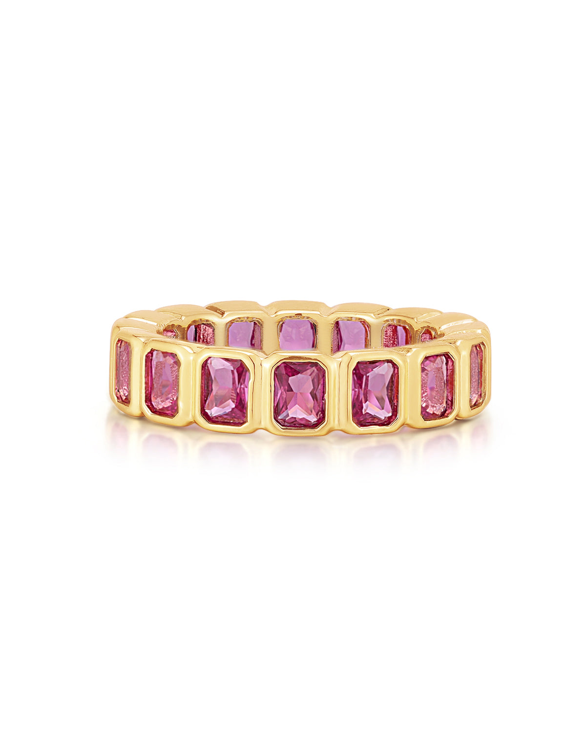 Bezel Emerald Ballier Ring - Pink - Gold