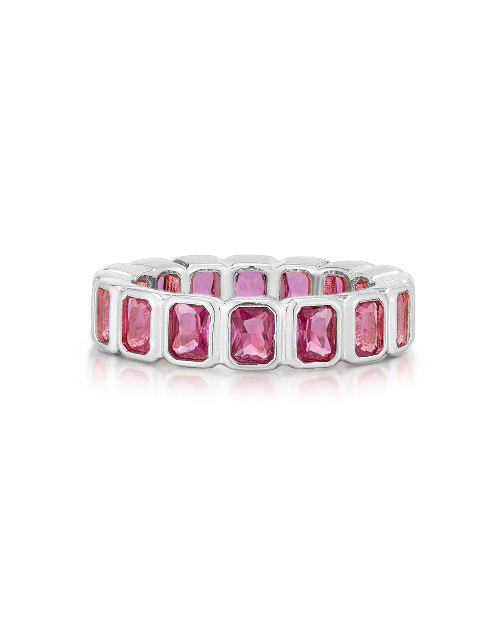 Bezel Emerald Ballier Ring - Pink - Silver