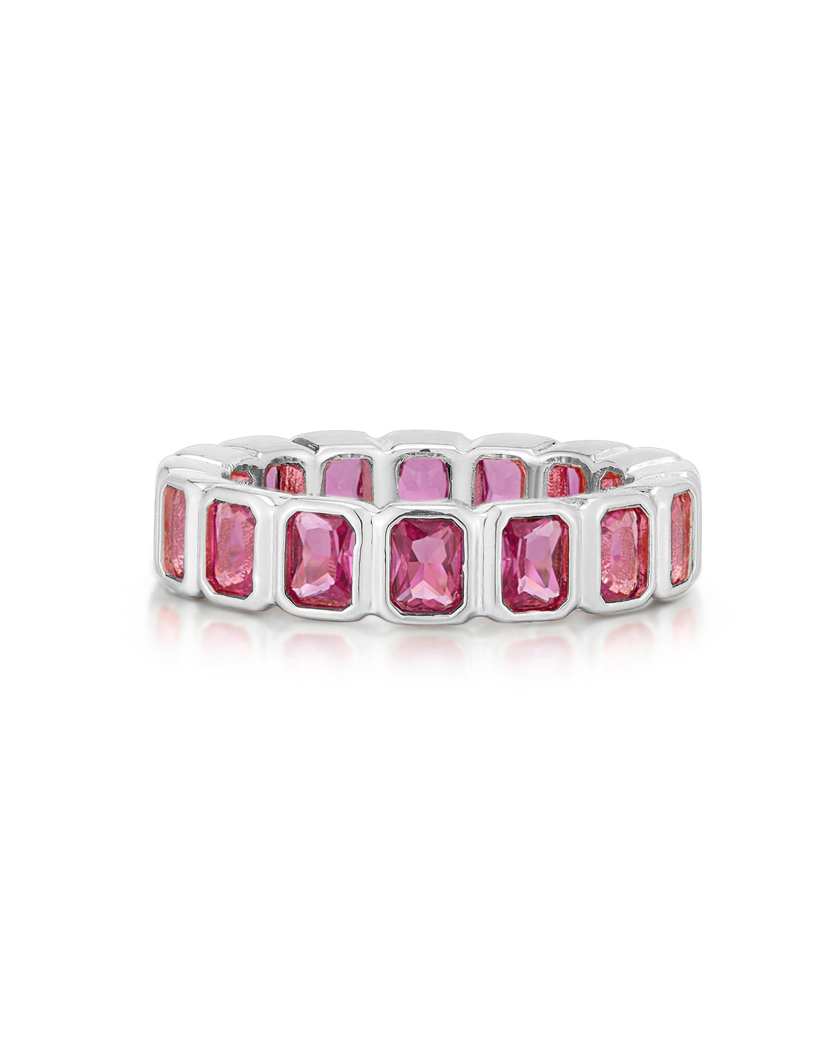 Bezel Emerald Ballier Ring - Pink - Silver